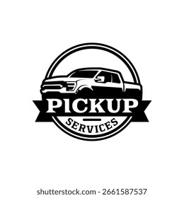 Icono del logotipo del vehículo utilitario 4x4 de Off Road. Símbolo de camioneta todo terreno. Auto Garage 4wd Showroom Insignia del concesionario. Ilustración vectorial