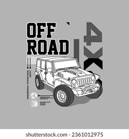 off road 4x4 vintage fashion vector