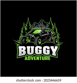off road adventure buggy atv utv in black background, best for banner, t-shirt or logo design