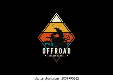 Off Road Adventure Trail, Silhouette Retro Vintage Style