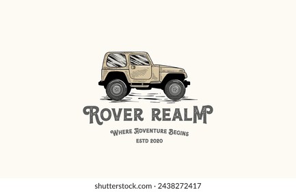 Off road Adventure vehicle logo design, hand drawn Adventure car vector