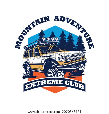 Off road adventure vehicle logo design, perfect for adventure club t shirt design