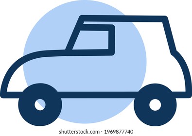 Fuera del coche azul de carretera, ilustración de icono, vector sobre fondo blanco