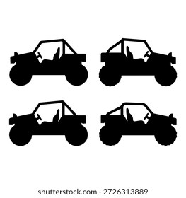 Off road buggy praia areia ferroviário veículo silhueta vetor ilustração para esportes de aventura ao ar livre corridas de deserto e máquinas de transporte extremas