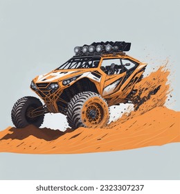 off road buggy dune car 4x4 , vector, illustration on white background