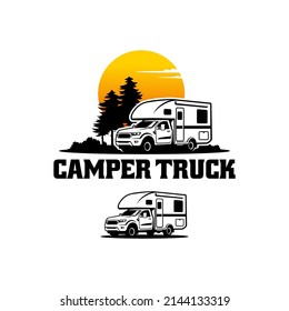 off road camper truck, RV, camper van illustration logo vector