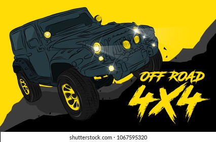 Off Road Car 4x4 Background. EPS 10