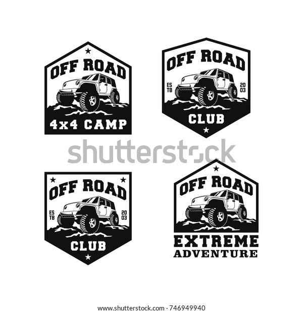 Off Road Car 4x4 Vehicle Event, Show, Festival, Club\
Extreme Extreme Forest Expedition Adventure Retro Vintage Classic\
Style Logo Template, Badge, Emblem, Sticker, Sign, Poster, Stamp,\
Label, Icon Set
