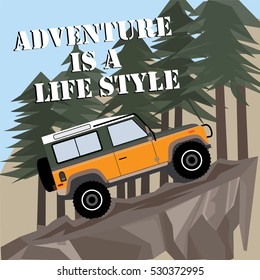 off road car, adventure illustration for print