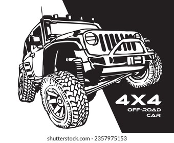 Off Road Car four wheel drive. Vector Eps 10