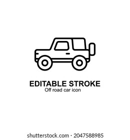 off road car icon designed in line style and set with editable strokes in transport icon theme