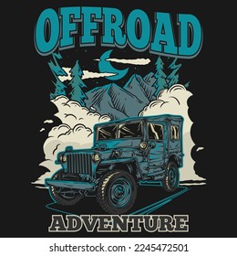 off road car illustration for tshirt design and other