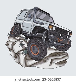 off road car illustration for tshirt design and other