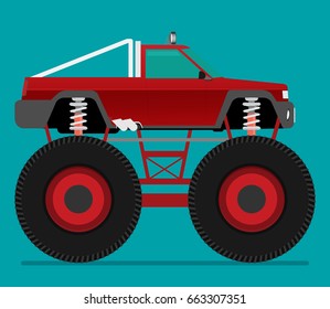 Off road car isolated on color background. Monster truck. Flat vector illustration