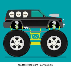 Off road car isolated on color background. Monster truck. Flat vector illustration