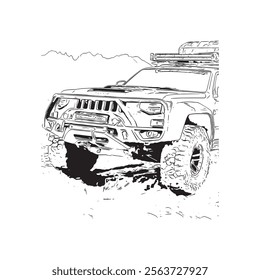 off road car line art coloring page vector illustration on white background