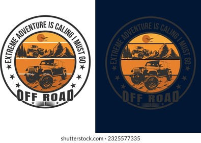 Off road Car. T-shirt design vector illustration