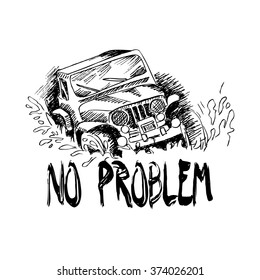 Off road Car. T-shirt design vector illustration