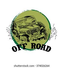 Off road Car. T-shirt design vector illustration