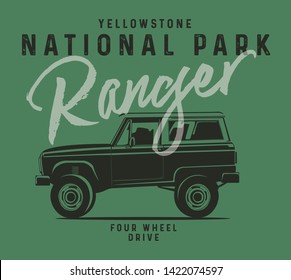 Off road cars logo emblem vector illustration. Outdoor extreme adventure expedition, safari suv silhouette shirt, print stamp. Vintage typography badge design.