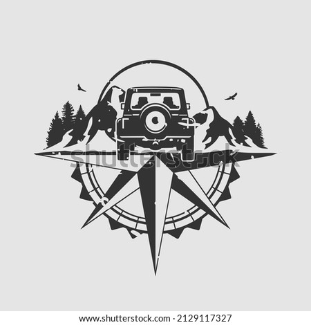 Off Road Compass Illustration Clip Art Design Shape. Adventure Silhouette Icon Vector.