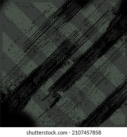 Off road dark background with tire marks with mud and splashes. Tire tread marks with grunge effect. Texture wheel marks - truck, motorsport, rally, drift, motorsport. Vector grunge background