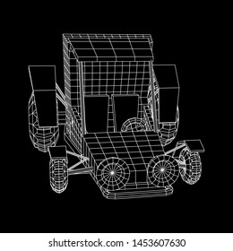 Off road dune buggy car. Terrain vehicle. Outdoor car racing, extreme sport oncept. Wireframe low poly mesh vector illustration