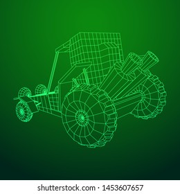 Off road dune buggy car. Terrain vehicle. Outdoor car racing, extreme sport oncept. Wireframe low poly mesh vector illustration