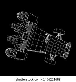 Off road dune buggy car. Terrain vehicle. Outdoor car racing, extreme sport oncept. Wireframe low poly mesh vector illustration