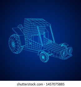 Off road dune buggy car. Terrain vehicle. Outdoor car racing, extreme sport oncept. Wireframe low poly mesh vector illustration