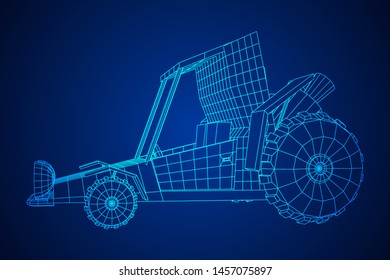 Off road dune buggy car. Terrain vehicle. Outdoor car racing, extreme sport oncept. Wireframe low poly mesh vector illustration