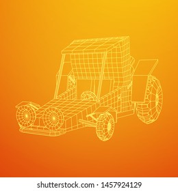 Off road dune buggy car. Terrain vehicle. Outdoor car racing, extreme sport oncept. Wireframe low poly mesh vector illustration
