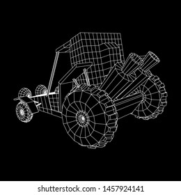 Off road dune buggy car. Terrain vehicle. Outdoor car racing, extreme sport oncept. Wireframe low poly mesh vector illustration