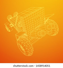 Off road dune buggy car. Terrain vehicle. Outdoor car racing, extreme sport oncept. Wireframe low poly mesh vector illustration