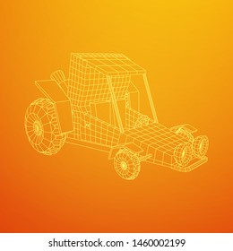 Off road dune buggy car. Terrain vehicle. Outdoor car racing, extreme sport oncept. Wireframe low poly mesh vector illustration