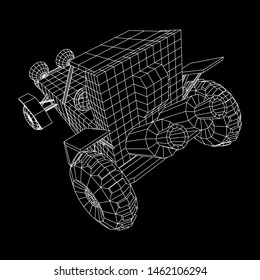 Off road dune buggy car. Terrain vehicle. Outdoor car racing, extreme sport oncept. Wireframe low poly mesh vector illustration