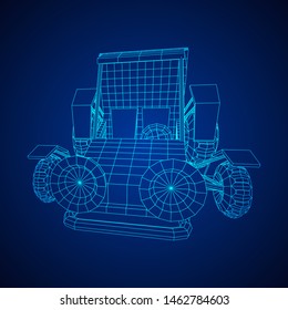 Off road dune buggy car. Terrain vehicle. Outdoor car racing, extreme sport oncept. Wireframe low poly mesh vector illustration