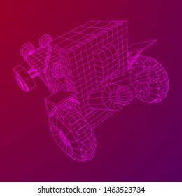 Off road dune buggy car. Terrain vehicle. Outdoor car racing, extreme sport oncept. Wireframe low poly mesh vector illustration