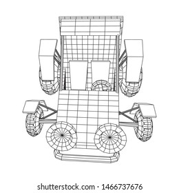 Off road dune buggy car. Terrain vehicle. Outdoor car racing, extreme sport oncept. Wireframe low poly mesh vector illustration