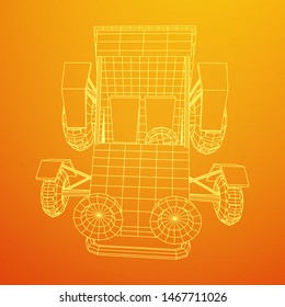 Off road dune buggy car. Terrain vehicle. Outdoor car racing, extreme sport concept. Wireframe low poly mesh vector illustration
