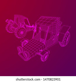 Off road dune buggy car. Terrain vehicle. Outdoor car racing, extreme sport concept. Wireframe low poly mesh vector illustration