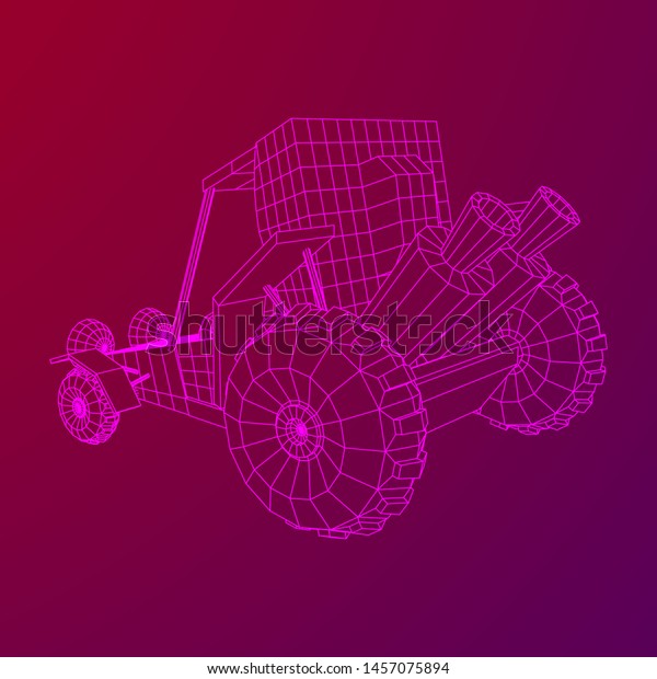 Off road dune buggy car. Terrain vehicle.
Outdoor car racing, extreme sport oncept. Wireframe low poly mesh
vector illustration