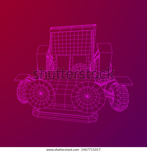 Off road dune buggy car. Terrain vehicle.\
Outdoor car racing, extreme sport concept. Wireframe low poly mesh\
vector illustration