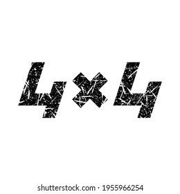 Off road emblem. 4x4. Black facet silhouette. Vector simple flat graphic illustration. The isolated object on a white background. Isolate.