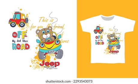Off Road extreme cartoon animal, t shirt vector illustration