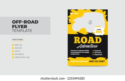 Off road flyer template road adventure poster design 