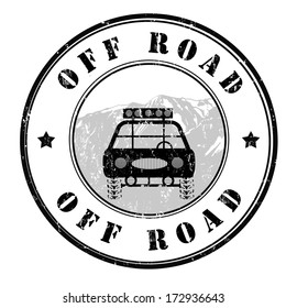 Off road grunge rubber stamp on white, vector illustration