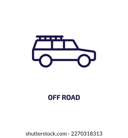 off road icon from transportation collection. Thin linear off road, vehicle, car outline icon isolated on white background. Line vector off road sign, symbol for web and mobile
