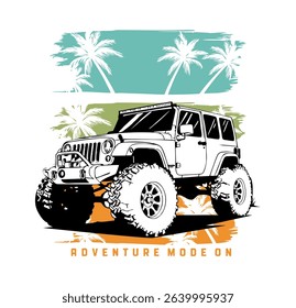 Off road jeep adventure t-shirt graphic design vector illustration 