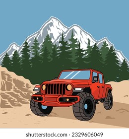 Off road jeep car vector illustration